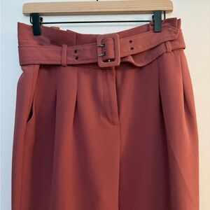 Topshop Belted Trousers in Warm Terracotta